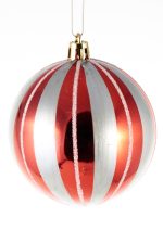 Christmas ball red with white stripes