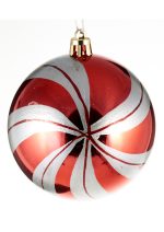 Christmas ball red with white stripes