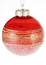 Red striped plastic Christmas ball