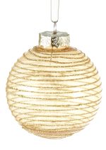 Golden striped plastic Christmas ball