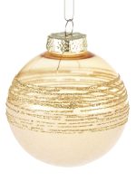 Golden striped plastic Christmas ball