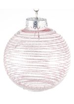 Pink striped plastic Christmas ball