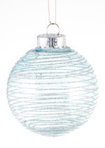 Blue striped plastic Christmas ball