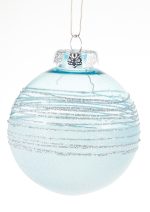 Blue striped plastic Christmas ball