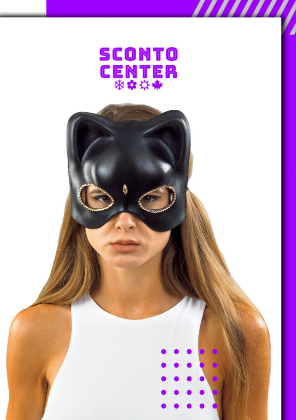 Αποκριάτικη Μάσκα Γάτας Glamour Cat – Μαύρη Μάσκα με Στρας & Αυτιά | Sconto Center