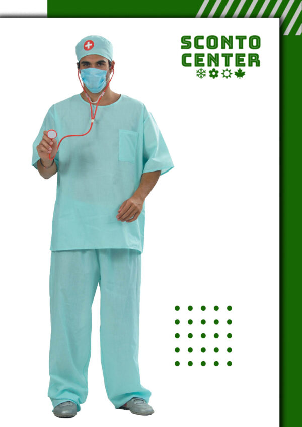 Αποκριάτικη Στολή Γιατρός Χειρούργος – Σετ Scrubs με Σκουφάκι, Μάσκα Παντελόνι