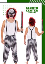 Αποκριάτικη Στολή Killer Clown – Ριγέ Παντελόνι με Τιράντες Λευκό Φανελάκι