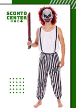 Αποκριάτικη Στολή Killer Clown – Ριγέ Παντελόνι με Τιράντες Λευκό Φανελάκι
