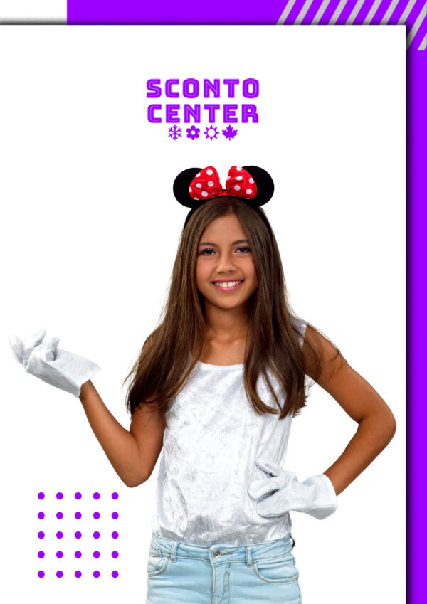 Αποκριάτικο σετ Αξεσουάρ Minnie Ποντικίνα  – Στέκα με Αυτιά Λευκά Γάντια